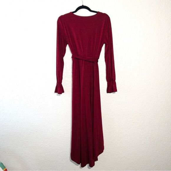 NWT Kojooin Burgundy V-Neck Wrap Long Sleeve Maternity Dress Size Medium - Picture 8 of 8